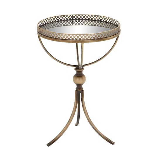 24" Brass Iron Traditional Accent Table